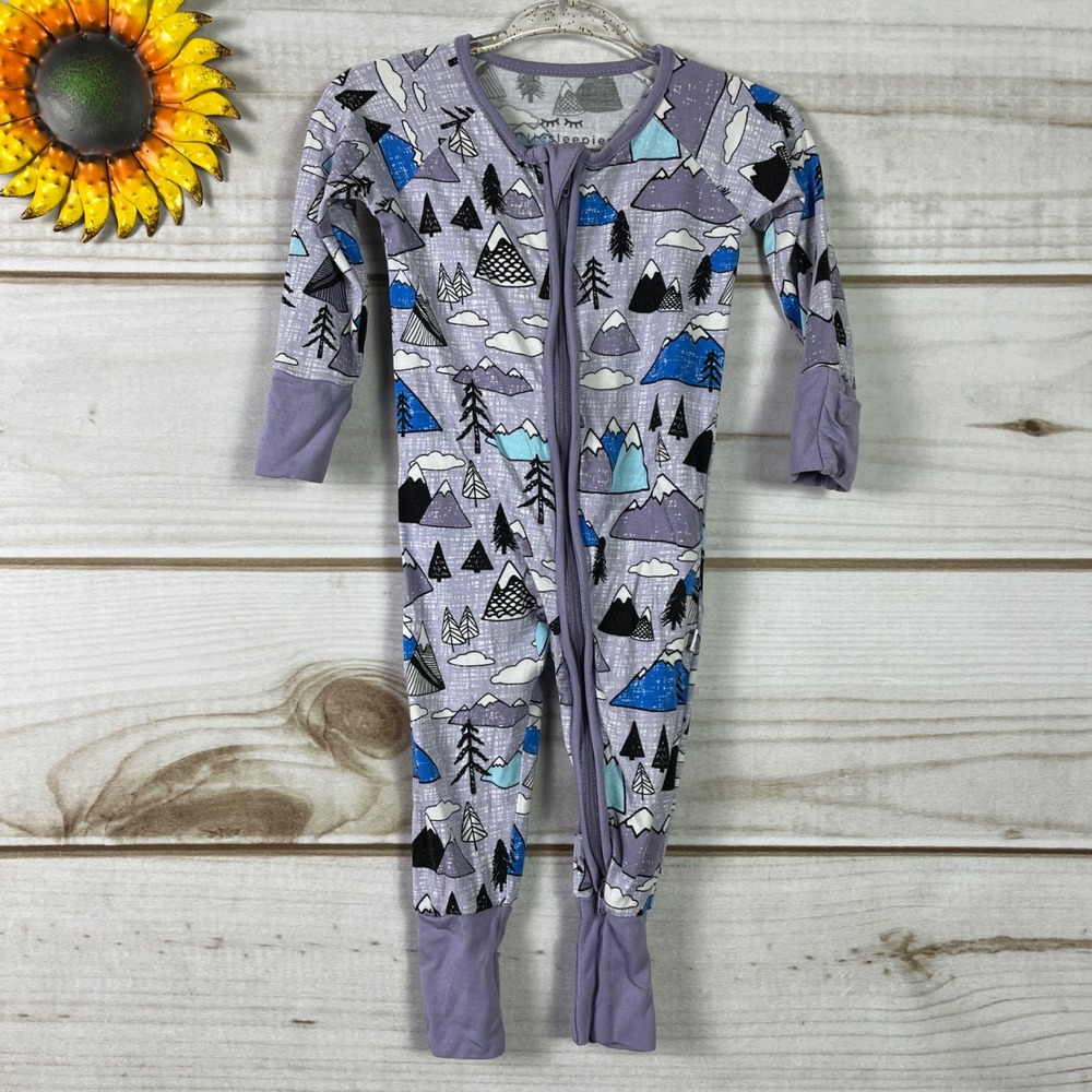 Little Sleepies Bamboo Baby‎ Convertible Pajamas Footie Mountains 0-3 Months
